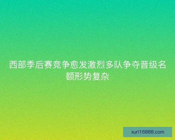 西部季后赛竞争愈发激烈多队争夺晋级名额形势复杂