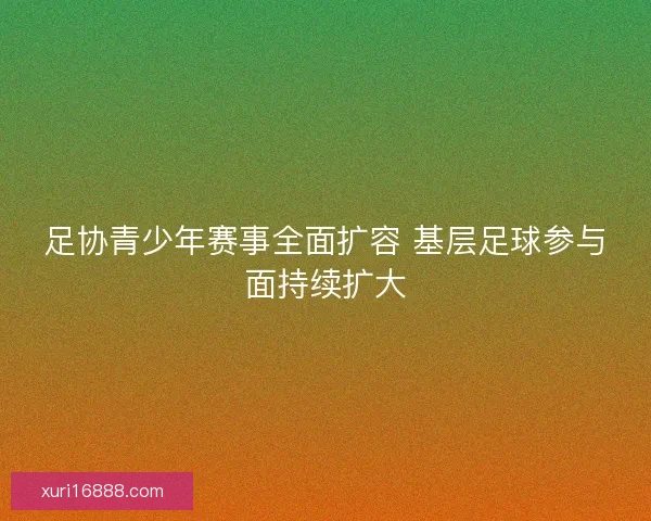 足协青少年赛事全面扩容 基层足球参与面持续扩大